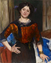 Portret Charlotte Corinth in bruine blouse
